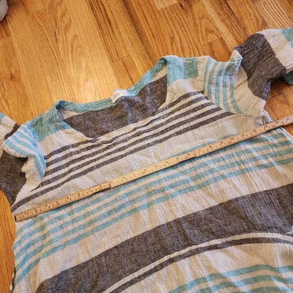 Luukaa Karen Tunic Linen Size 18 Cream & Mint Lagenlook Artsy - Picture 9 of 9